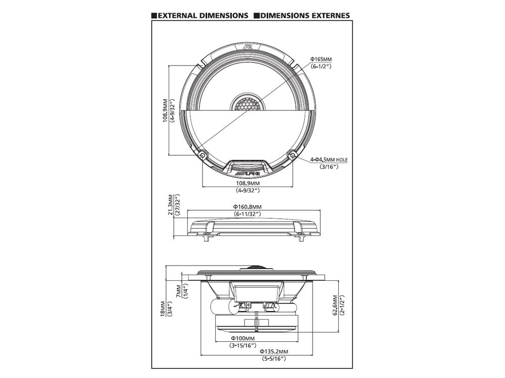 R2-S65 - Haut-parleur coaxial 2 voies R-Series de 16,5 cm (6,5 pouces)