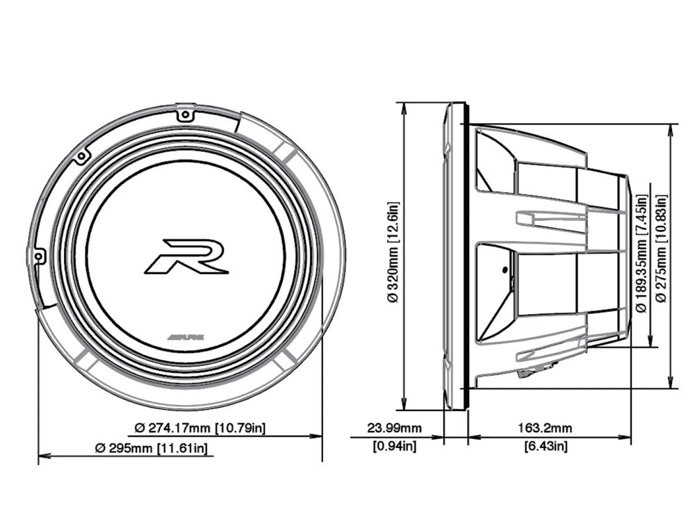 R2-W12D2 - Subwoofer R-Series de 30 cm (12 pouces)