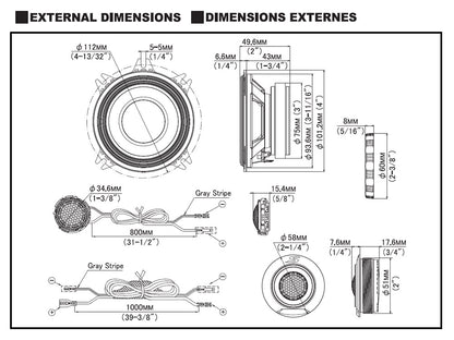 S2-S40C - Kit haut-parleurs séparés 2 voies 10 cm Hi-Res Audio