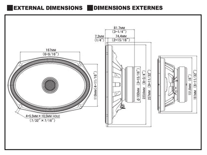 S2-S69 - Haut-parleurs coaxiaux 2 voies 16 cm x 24 cm Hi-Res Audio