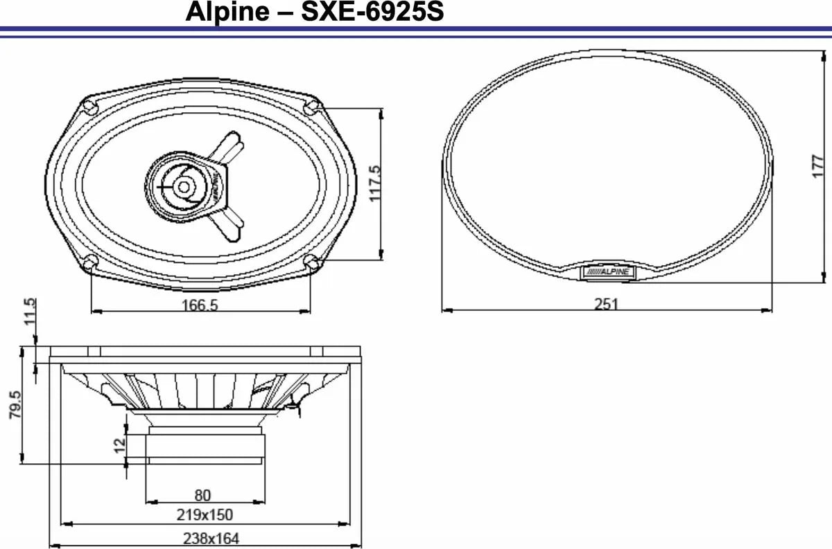 SXE-6925S - Haut-parleurs coaxiaux 2 voies 23 cm x 15 cm (280W max)