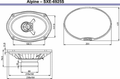 SXE-6925S - Haut-parleurs coaxiaux 2 voies 23 cm x 15 cm (280W max)